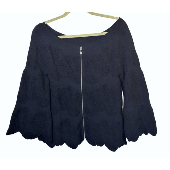 D. Exterior Made In Italy Scallop Trim Jacquard Small Black Tunic Whimsigoth - Picture 6 of 16